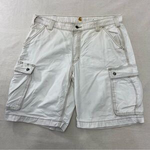 Carhartt Mens Size 36 Relaxed Fit Work Cargo Shorts Khaki Beige Rugged Canvas
